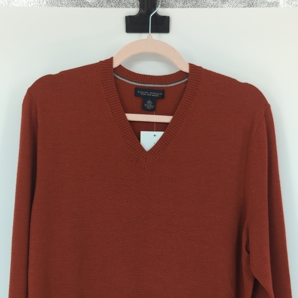 Men's Banana Republic Extra Fine Merino Wool Sweater Burnt Orange L preppy - Picture 3 of 6
